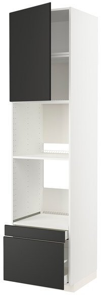 METOD МЕТОД / MAXIMERA МАКСИМЕРА Выс шкаф д/дхвк/комб дхвк+двр/2ящ, белый/Кунгсбакка антрацит, 60x60x240 см