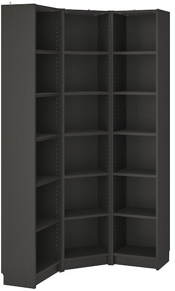 BILLY БИЛЛИ Стеллаж угловая комбинация, черно-коричневый, 95/95x28x202 см