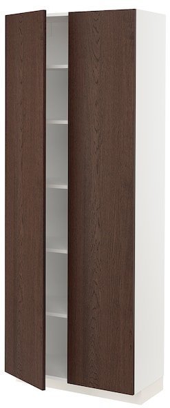 METOD МЕТОД Высокий шкаф с полками, белый/Синарп коричневый, 80x37x200 см