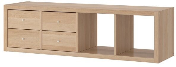 KALLAX КАЛЛАКС Стеллаж с 2 вставками, под беленый дуб, 42x147 см