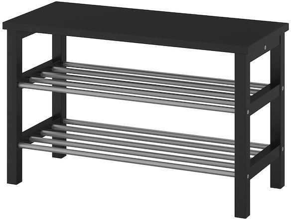 TJUSIG ЧУСИГ Скамья с полкой для обуви, черный, 81x34x50 см