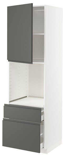 METOD МЕТОД / MAXIMERA МАКСИМЕРА Выс шк д/дхвк+двр/2фрнт/1срд/1вс ящ, белый/Воксторп темно-серый, 60x60x200 см