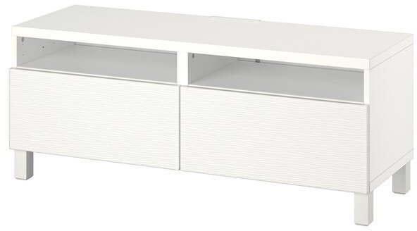 BESTA БЕСТО Тумба под ТВ, с ящиками, белый/Лаксвикен/СТУББ белый, 120x42x48 см