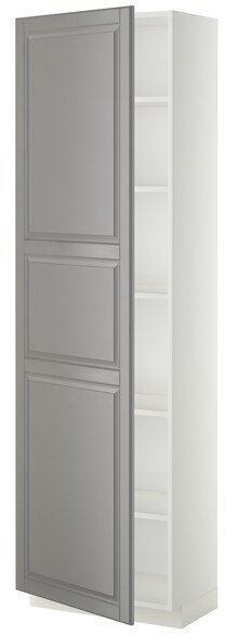 METOD МЕТОД Высокий шкаф с полками, белый/Будбин серый, 60x37x200 см