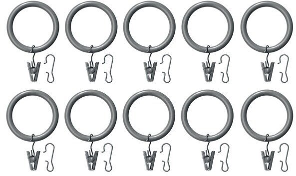 SYRLIG СИРЛИГ Гардин кольцо с зажимом и крючком, серебристый, 38 мм SYRLIG СИРЛИГ Гардин кольцо с зажимом и крючком, серебристый, 38 мм