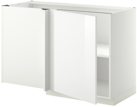 METOD МЕТОД Угловой напольный шкаф с полкой, белый/Рингульт белый, 128x68 см