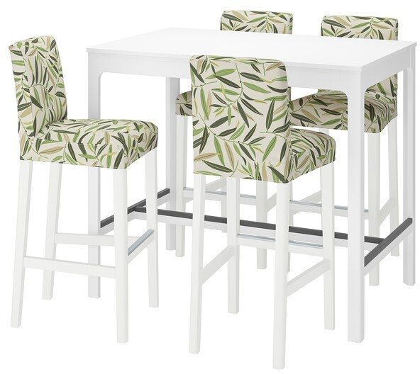 EKEDALEN ЭКЕДАЛЕН / BERGMUND БЕРГМУНД Барн стол+4 барн стула, белый/Фогельфорс разноцветный