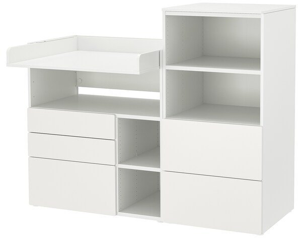 SMASTAD СМОСТАД / OPPHUS ОПХУС Пеленальный стол, белый белый/со стеллажом, 150x79x123 см