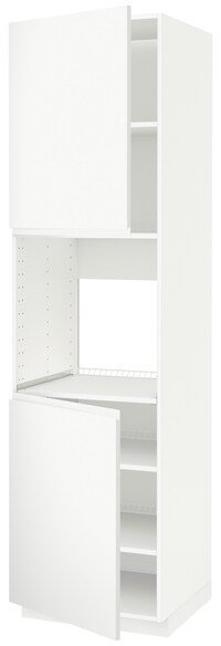 METOD МЕТОД Высок шкаф д/духовки/2дверцы/полки, белый/Воксторп матовый белый, 60x60x220 см