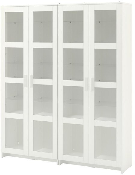 BRIMNES БРИМНЭС Комбинация д/хранения+стекл дверц, белый, 160x35x190 см