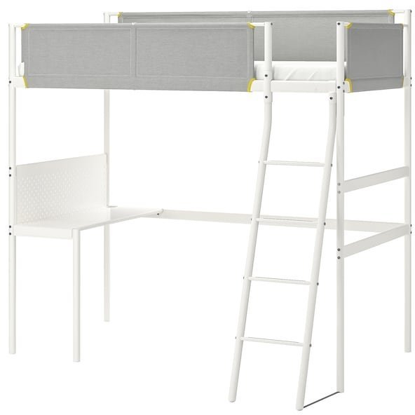 VITVAL ВИТВАЛ Каркас крвт-чрдк со стлшн, белый/светло-серый, 90x200 см