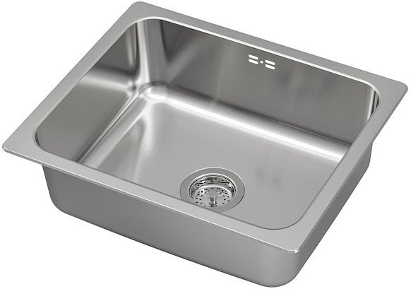 HILLESJON ХИЛЛЕШЁН Одинарная врезная мойка, нержавеющ сталь, 56x46 см