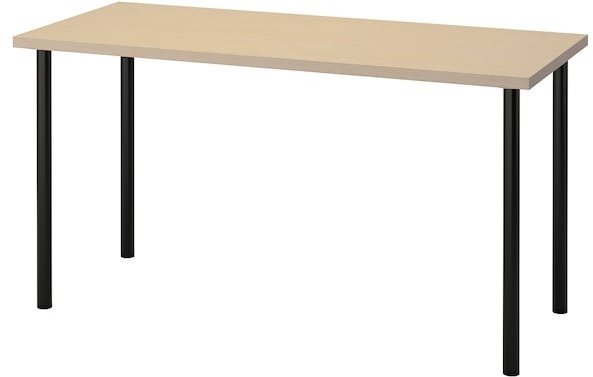 MALSKYTT МОЛСКЮТТ / ADILS АДИЛЬС Письменный стол, береза/черный, 140x60 см