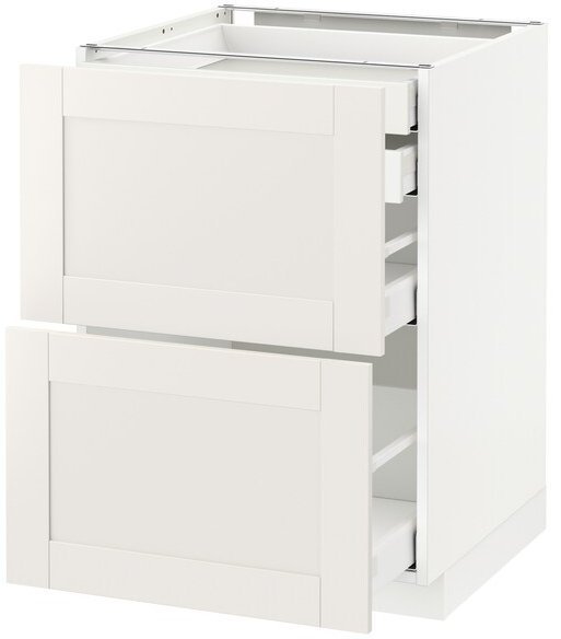 METOD МЕТОД / MAXIMERA МАКСИМЕРА Напл шк 2 фрнт/2низ/1срд/1 выс ящ, белый/Сэведаль белый, 60x60 см