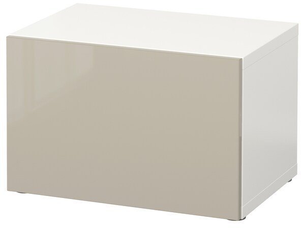 BESTA БЕСТО Стеллаж с дверью, белый/Сельсвикен глянцевый/бежевый, 60x42x38 см