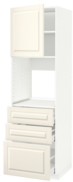 METOD МЕТОД / MAXIMERA МАКСИМЕРА Высокий шкаф д/духовки/дверь/3ящика, белый/Будбин белый с оттенком, 60x60x200 см