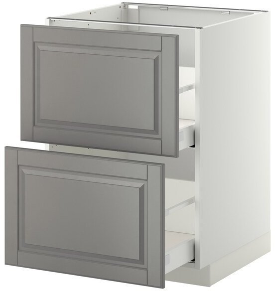 METOD МЕТОД / MAXIMERA МАКСИМЕРА Напольн шкаф 2фрнт/2выс ящ, белый/Будбин серый, 60x60 см METOD МЕТОД / MAXIMERA МАКСИМЕРА Напольн шкаф 2фрнт/2выс ящ, белый/Будбин серый, 60x60 см