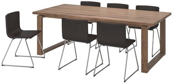 MORBYLANGA МОРБИЛОНГА / BERNHARD БЕРНГАРД Стол и 6 стульев, коричневый/Кават темно-коричневый, 220x100 см
