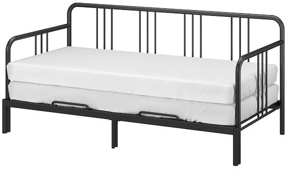 FYRESDAL ФИРЕСДАЛЬ Кушетка с 2 матрасами, черный/осванг жесткий, 80x200 см